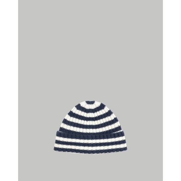 Everlane the Cashmere Unisex Striped Beanie in Navy and White NWT - Picture 3 of 7